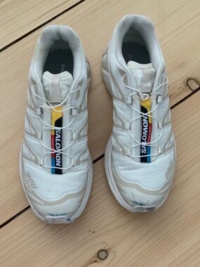 Salomon White Sneakers with Multicolor Tongue Stripe xt6